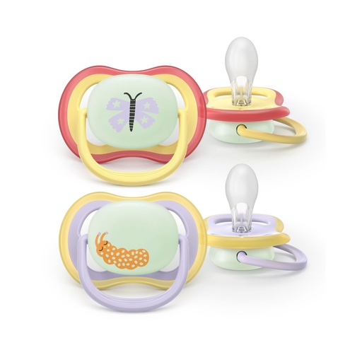 [SCF376/25] 2 sucettes Ultra Air night time 0-6m PHILIPS AVENT Papillon/Luciole