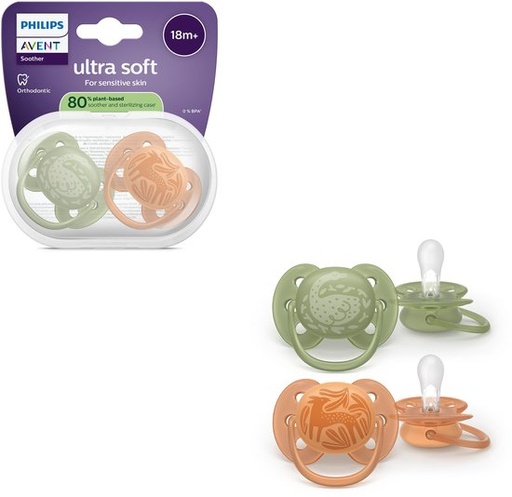 [SCF093/06] Lot de 2 sucettes Ultra Soft +18 mois AVENT