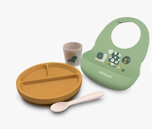 [89638] Set de repas bébé en silicone  Jardin miniland